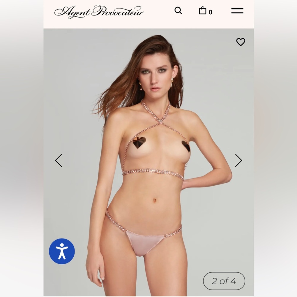 Agent Provocateur Dayana Harness Blush/Rose Gold w matching g-string & pasties